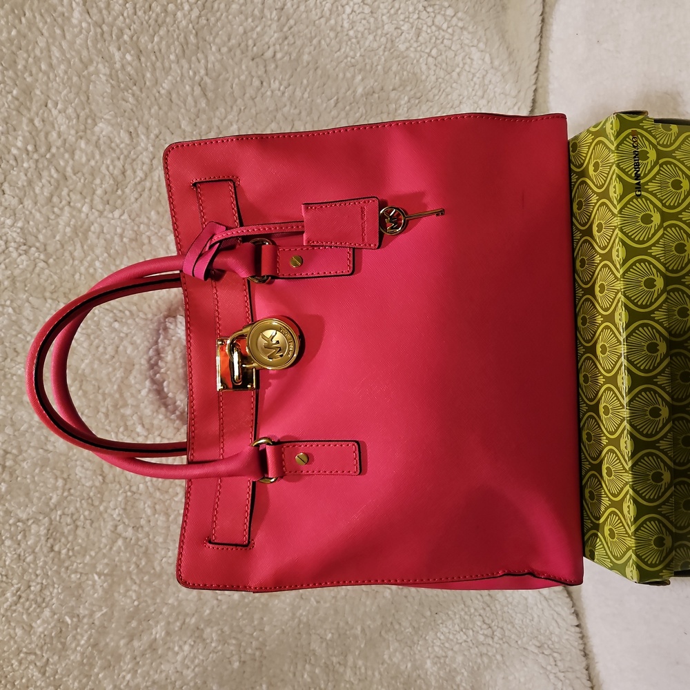 Michael Kors Large Hamilton Tote Electric Pink W/ Goldtone Hardware BOGO HALF - Picture 1 of 6
